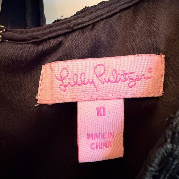 Lilly Pulitzer Black Sequin Lace Shift Dress – Size 10 - Picture 10 of 12